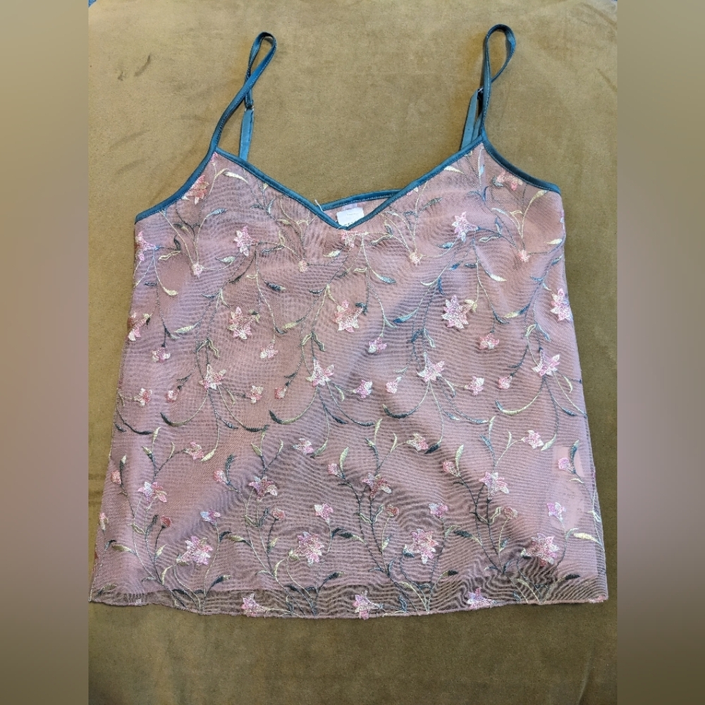 Pink Floral Scoop Neck Camisole